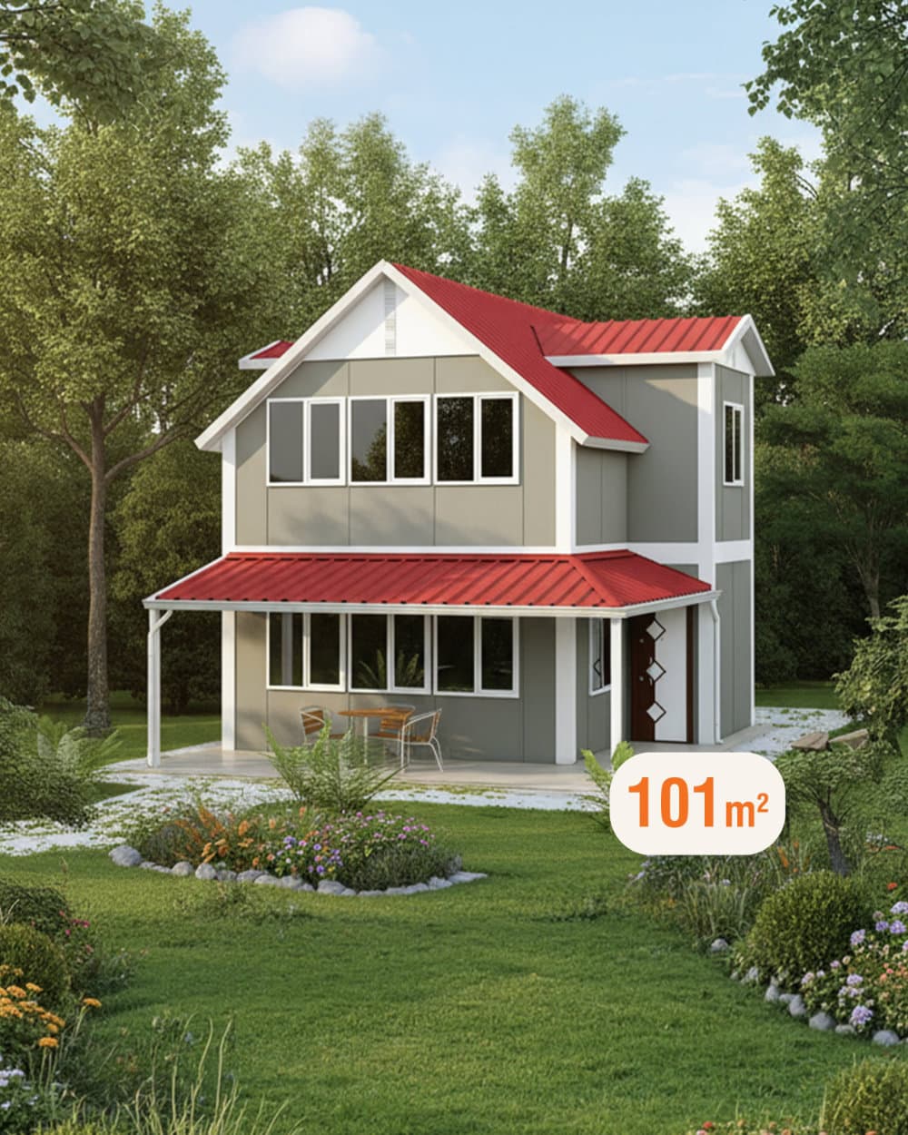 101 m² Çift Katlı Prefabrik Ev