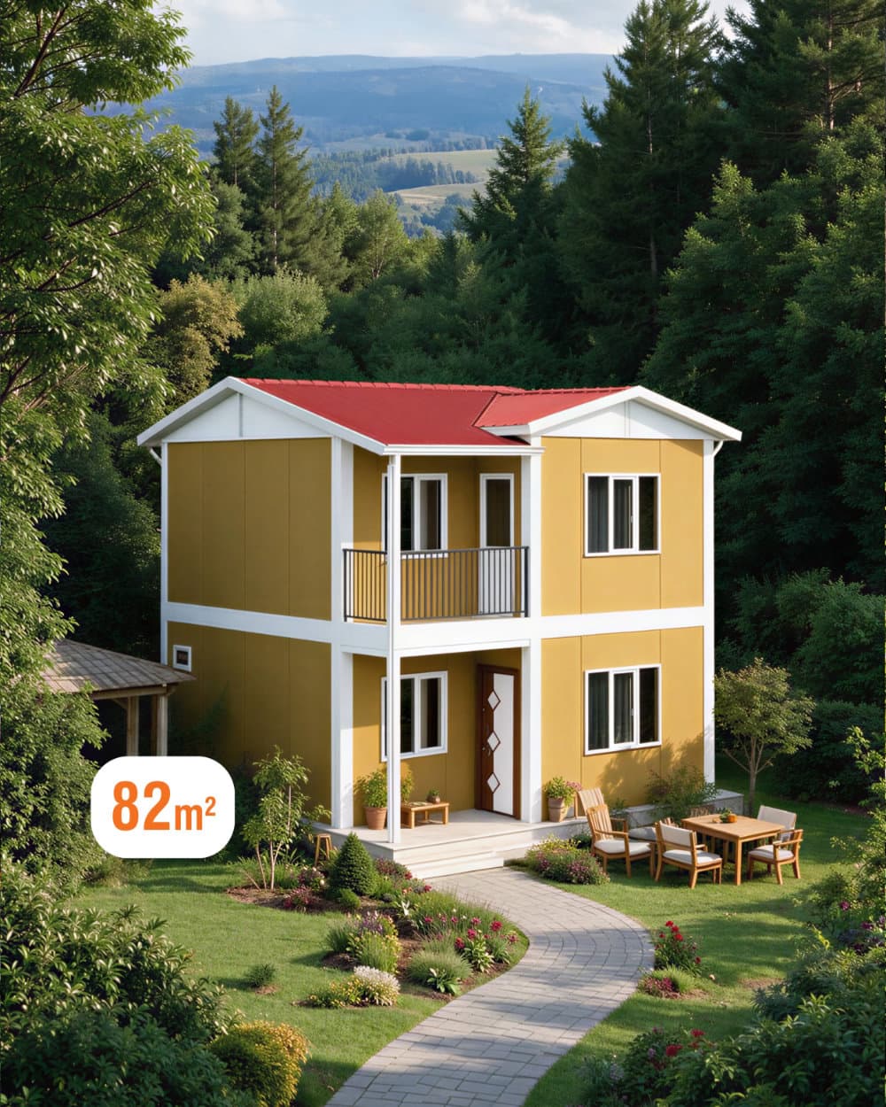 82 m² Çift Katlı Prefabrik Ev
