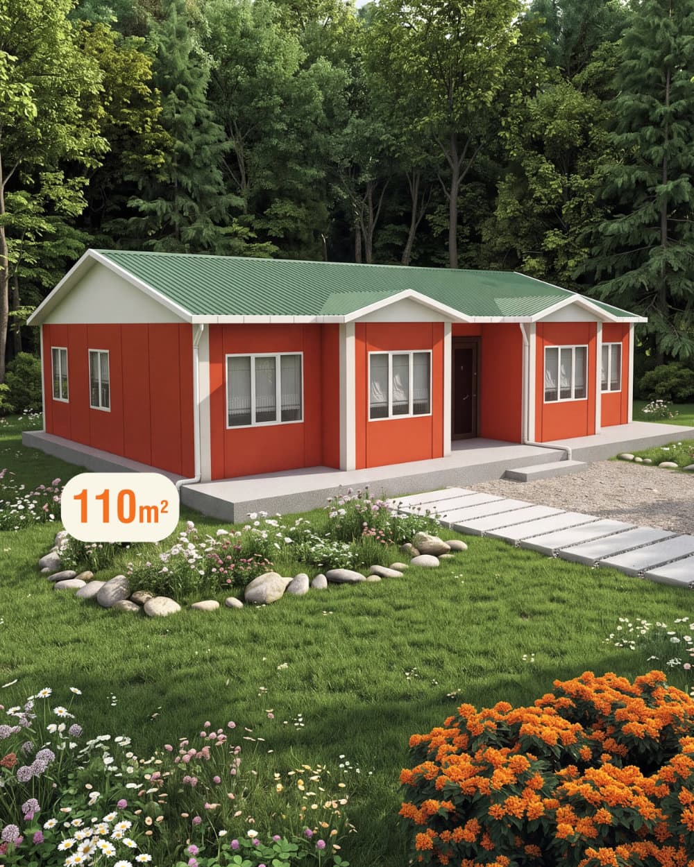 110 m² Tek Katlı Prefabrik Ev
