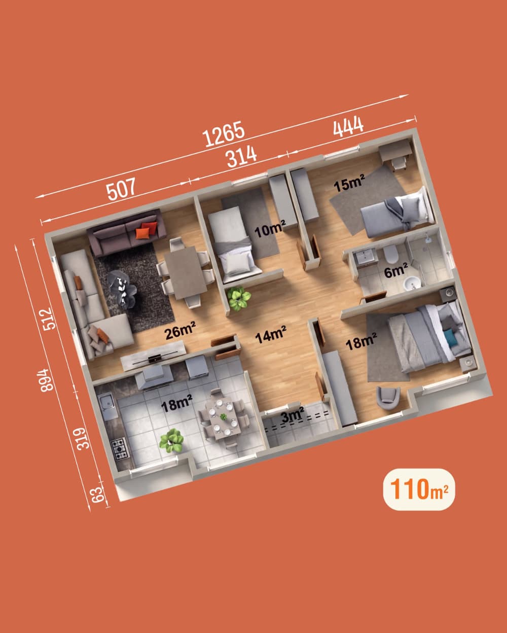 110 m² Tek Katlı Prefabrik Ev — 2