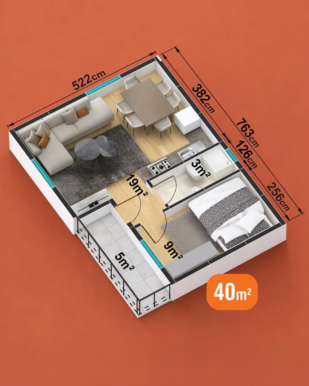 40 m² Tek Katlı Prefabrik Ev — 2