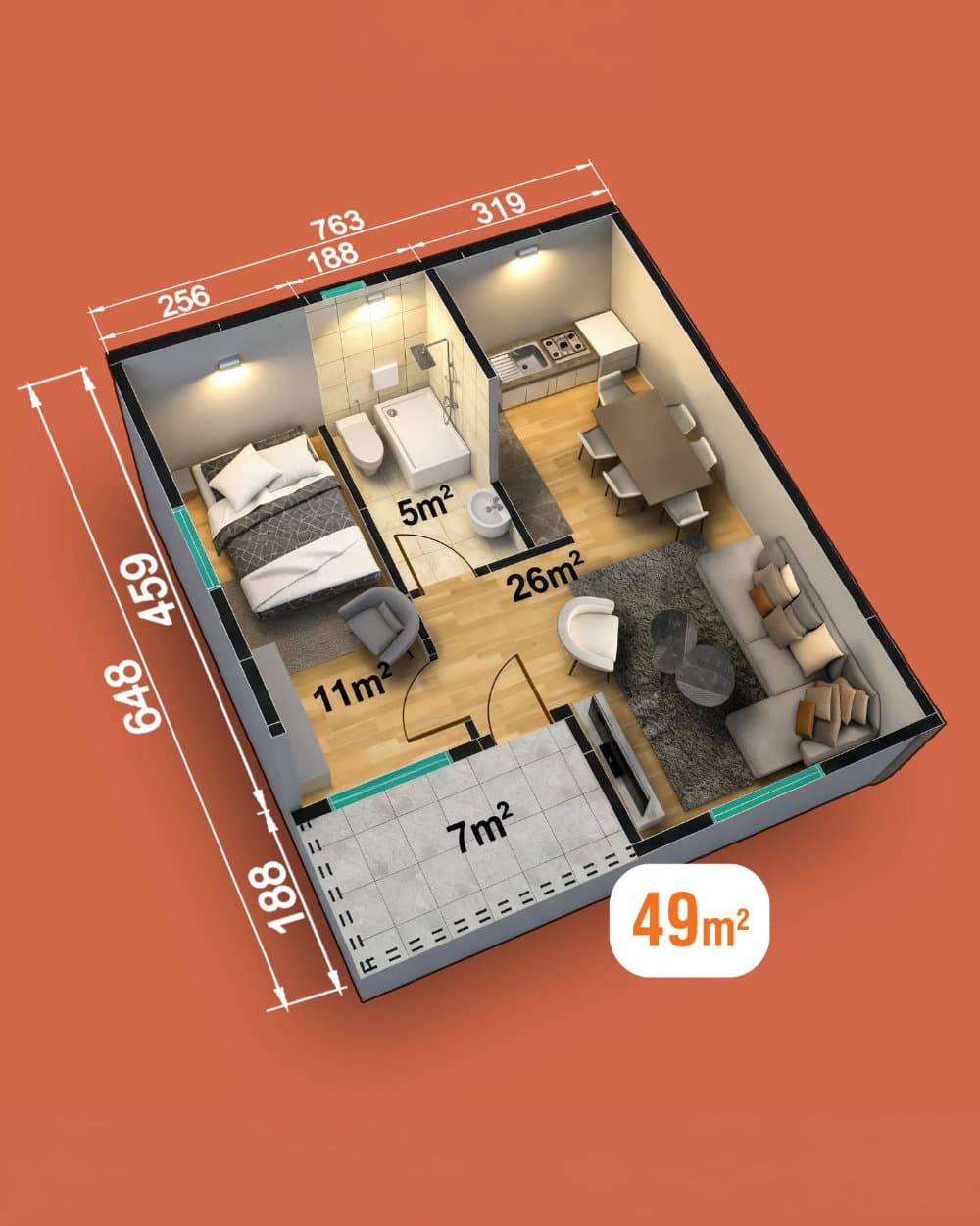 49 m² Tek Katlı Prefabrik Ev — 2