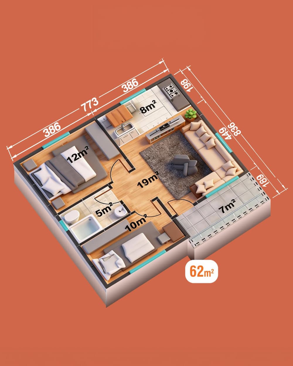 62 m² Tek Katlı Prefabrik Ev — 2