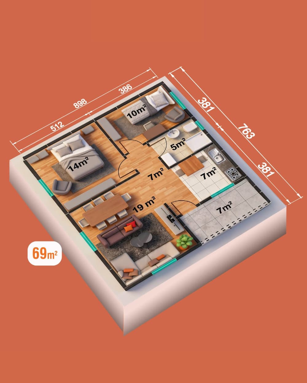69 m² Tek Katlı Prefabrik Ev — 2
