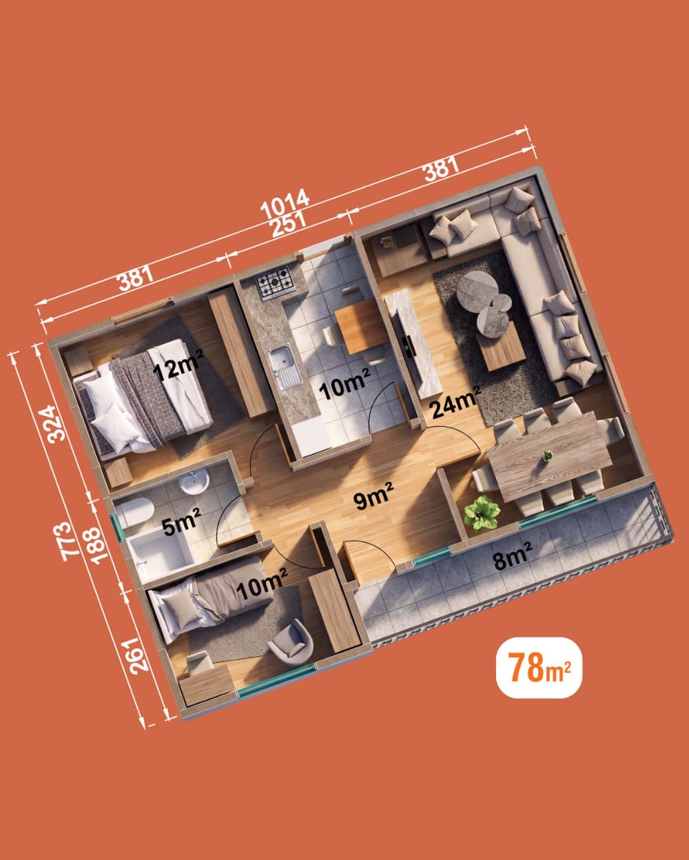 78 m² Tek Katlı Prefabrik Ev — 2