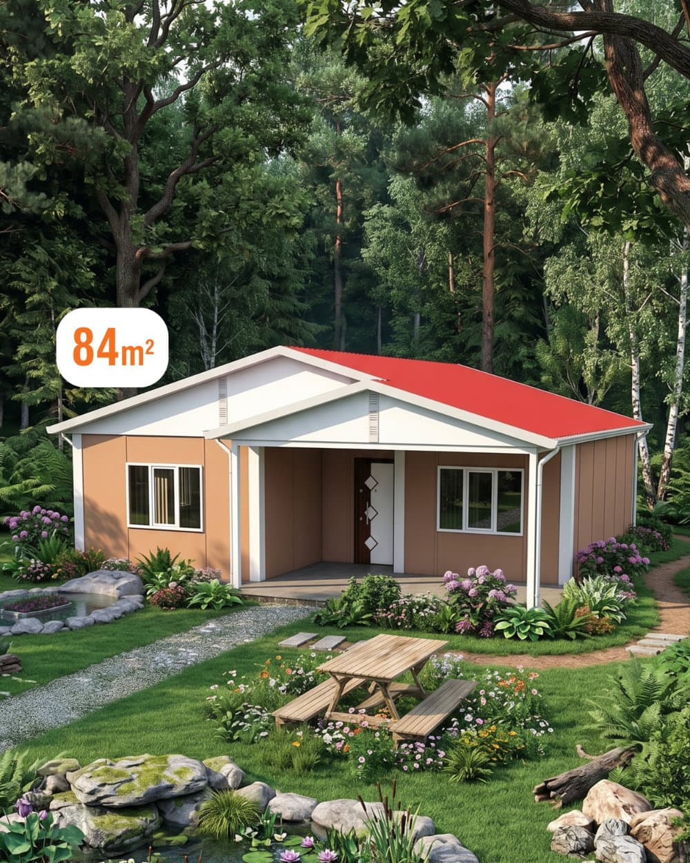 84 m² Tek Katlı Prefabrik Ev — Model 2