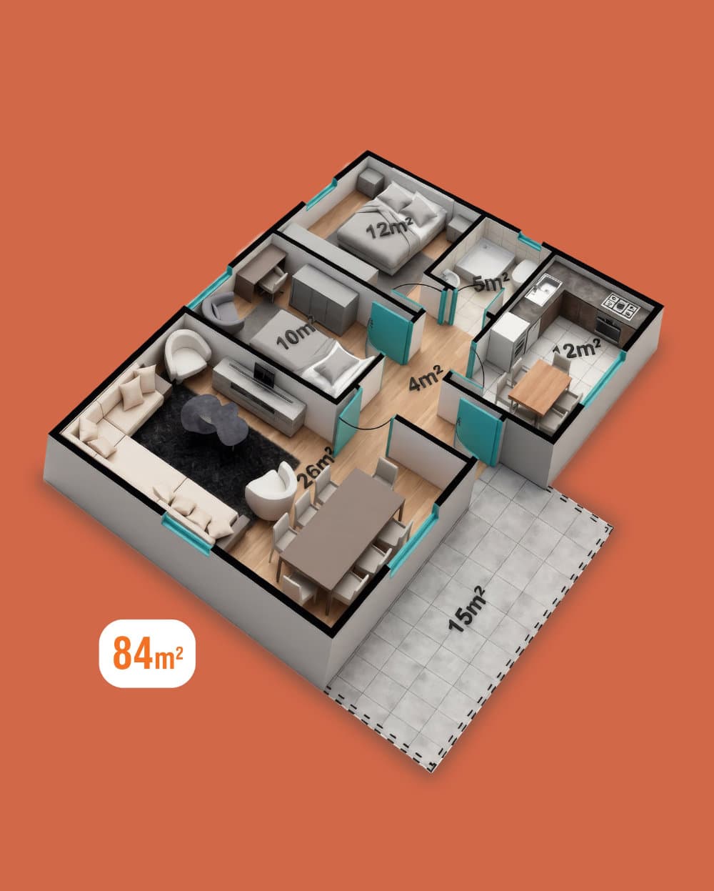 84 m² Tek Katlı Prefabrik Ev — 2