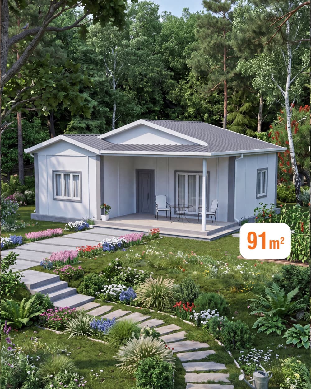 91 m² Tek Katlı Prefabrik Ev
