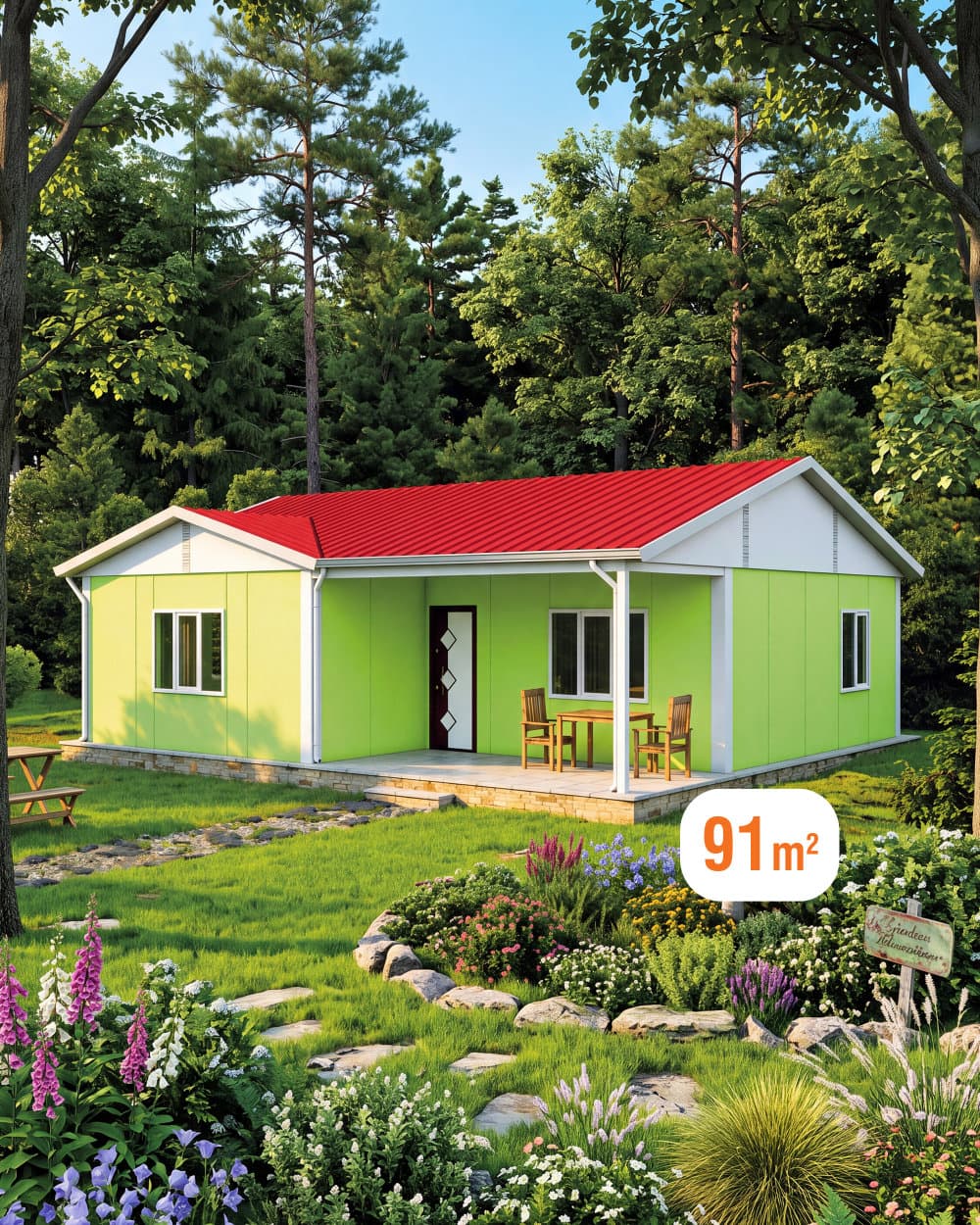 91 m² Tek Katlı Prefabrik Ev — Model 2