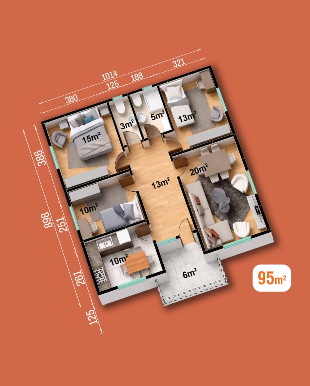 95 m² Tek Katlı Prefabrik Ev — 2